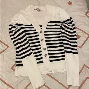 Loft: Striped Black and White Women's Sweater. Size Medium